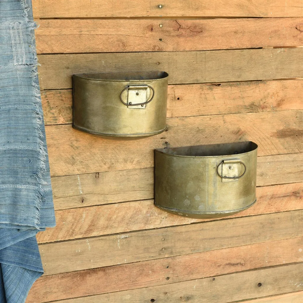 Set of 2 Half Bucket Metal Planter
