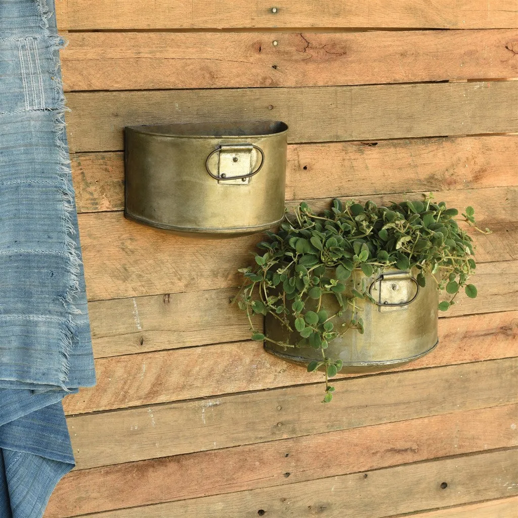 Set of 2 Half Bucket Metal Planter
