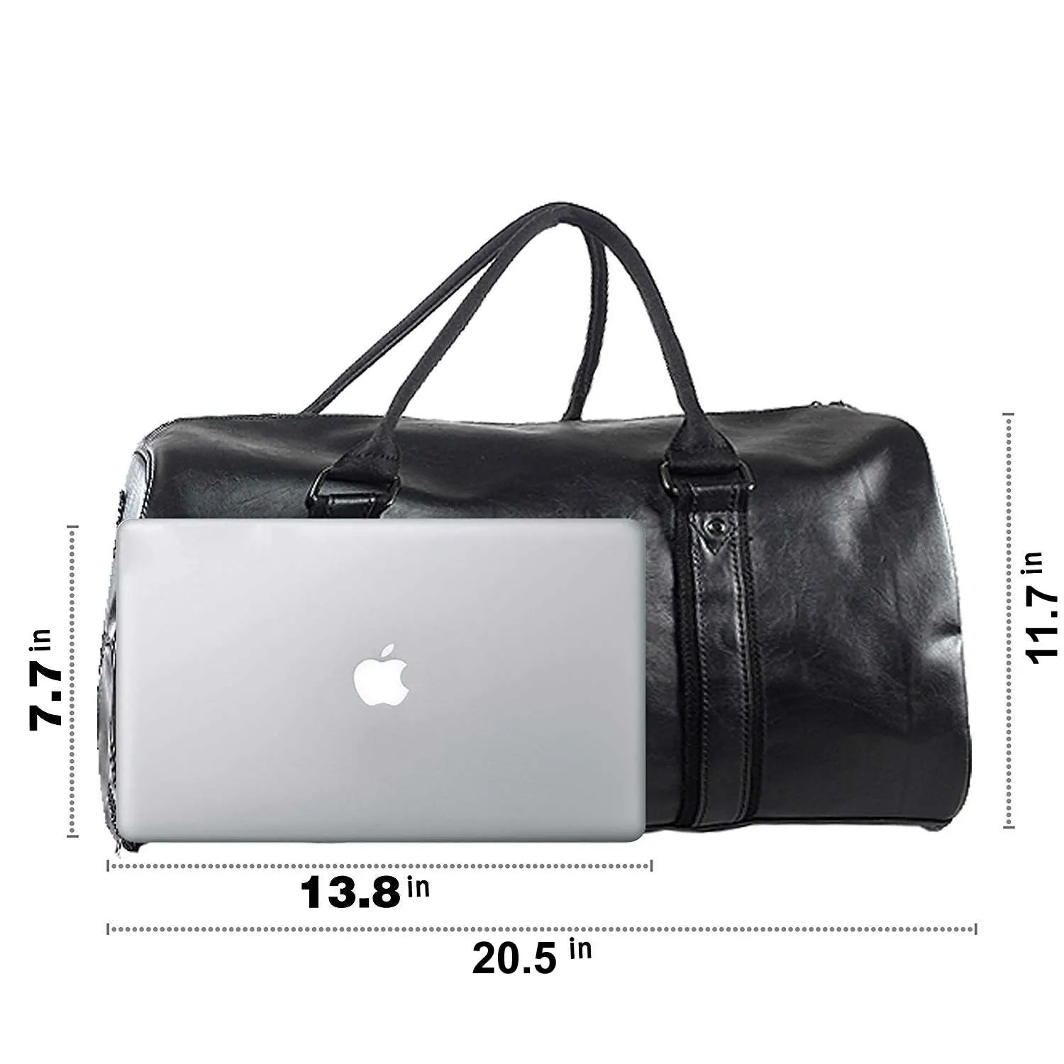 seyfocnia Weekend Travel Duffel Bag With Shoe Pouch, Leather Carry On Bag