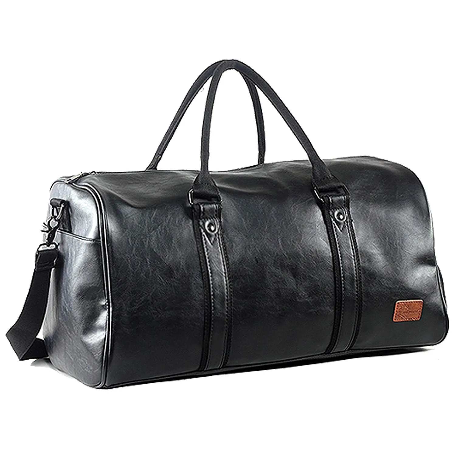seyfocnia Weekend Travel Duffel Bag With Shoe Pouch, Leather Carry On Bag