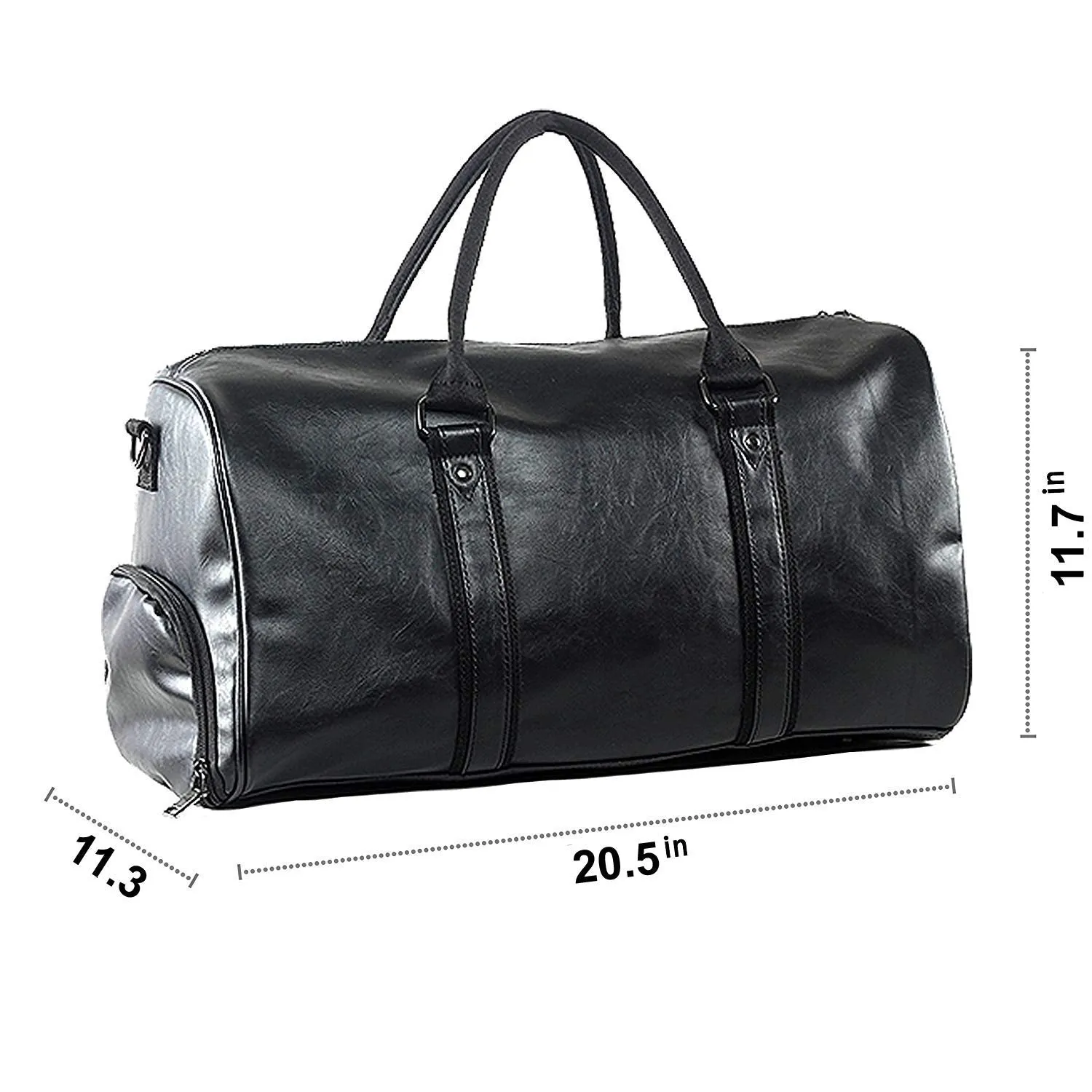 seyfocnia Weekend Travel Duffel Bag With Shoe Pouch, Leather Carry On Bag
