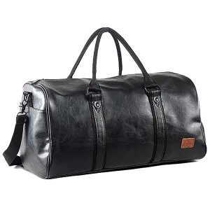 seyfocnia Weekend Travel Duffel Bag With Shoe Pouch, Leather Carry On Bag