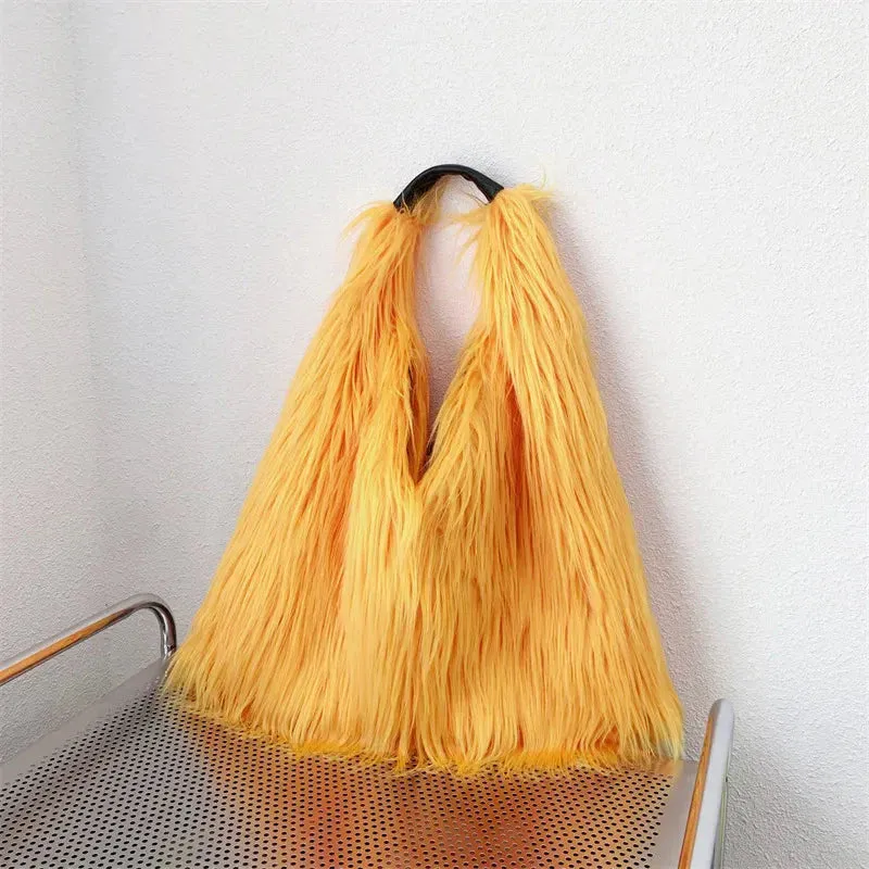 Shaggy Faux Fur Jumbo Hobo Bags