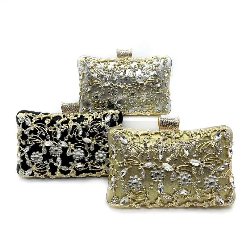 Shinny Glitter Evening Bags Rhinestone Hard-Surface Box Bags Elegant Female Wedding Shoulder Pouch Banquet Party Luxury Purse