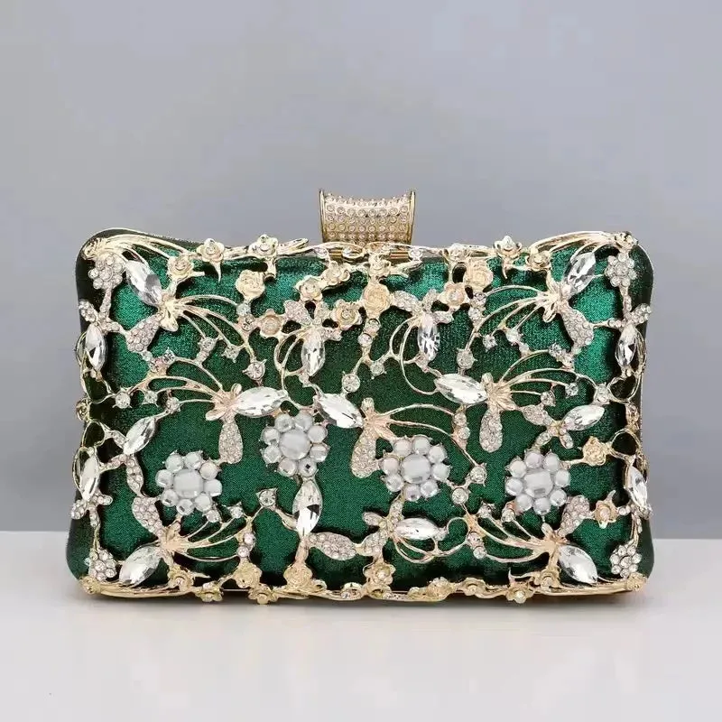Shinny Glitter Evening Bags Rhinestone Hard-Surface Box Bags Elegant Female Wedding Shoulder Pouch Banquet Party Luxury Purse