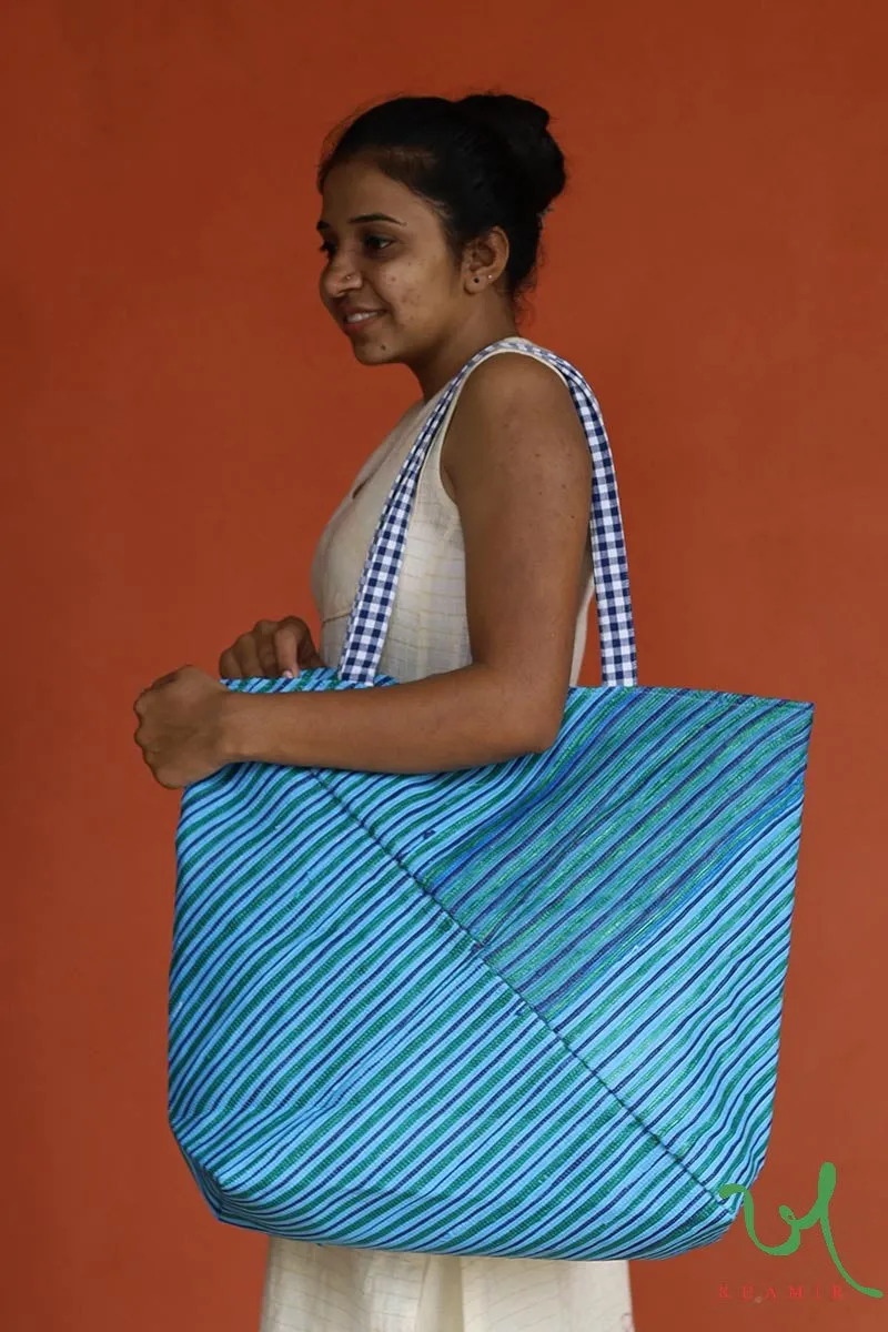 Sky Green Upcycled Plastic Oversized Tote Bag