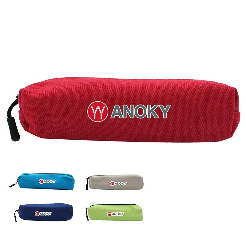 Small Rectangular Zippered Canvas Pencil Case