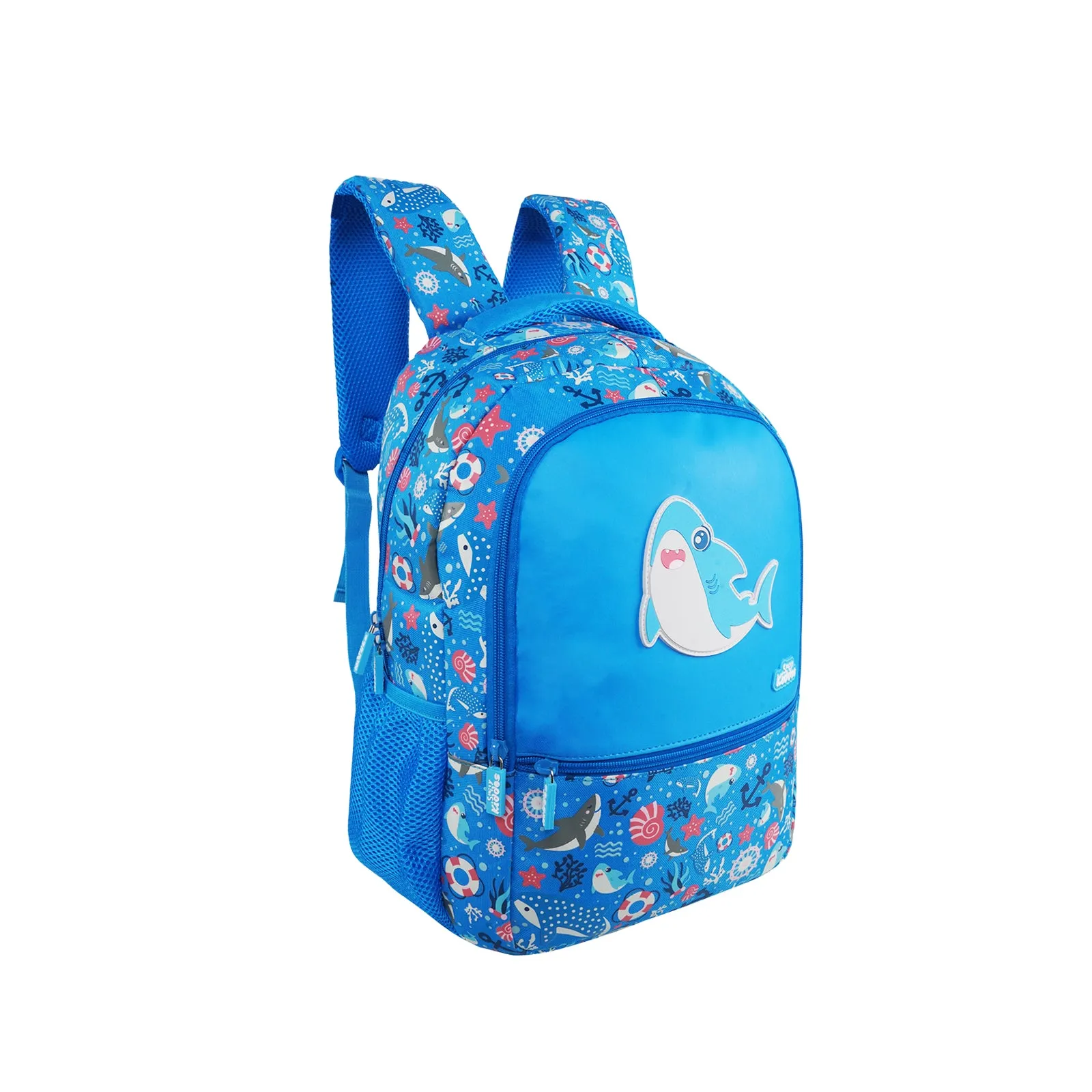 Smily Kiddos Baby Shark Backpack with SmilyTrack (16L) – Blue | Lightweight, Durable & Trackable School Bag for Kids (41 x 30 x 13 cm)