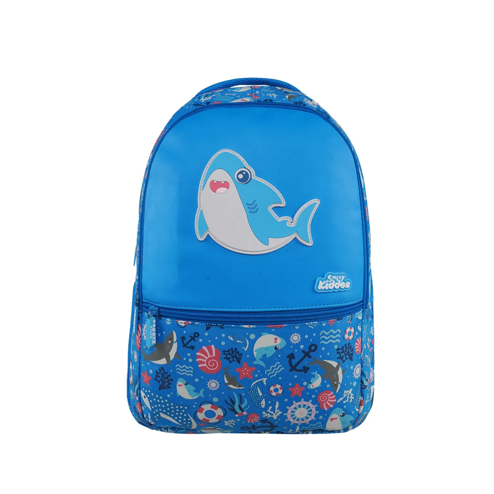 Smily Kiddos Baby Shark Backpack with SmilyTrack (16L) – Blue | Lightweight, Durable & Trackable School Bag for Kids (41 x 30 x 13 cm)