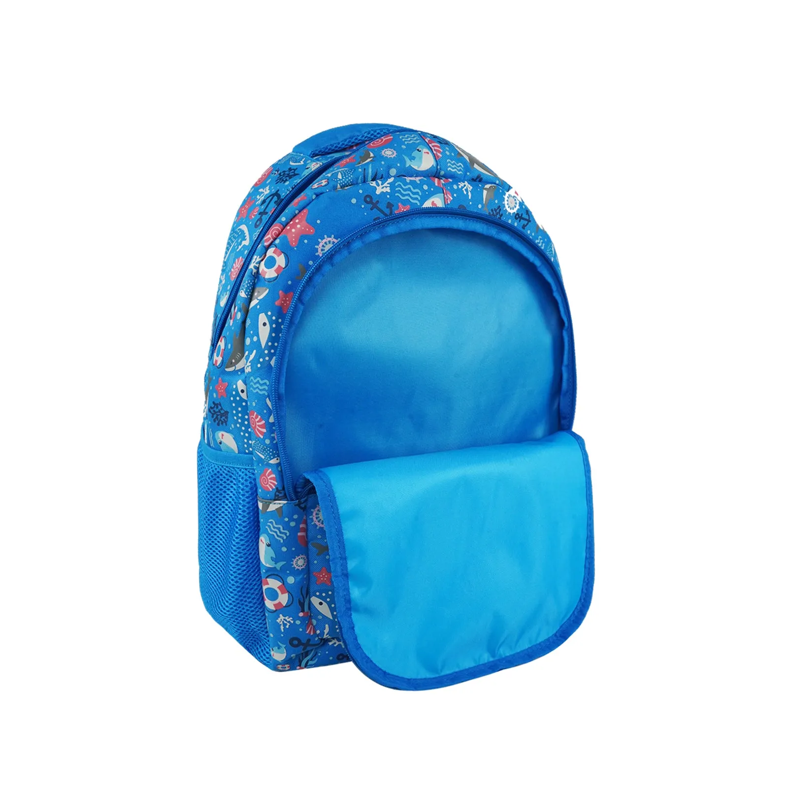 Smily Kiddos Baby Shark Backpack with SmilyTrack (16L) – Blue | Lightweight, Durable & Trackable School Bag for Kids (41 x 30 x 13 cm)