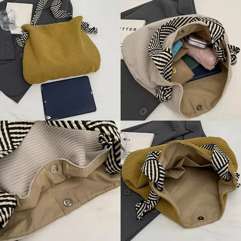 Soft Velvet Fabric Handbag with Wide Strap | Casual Everyday Style