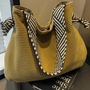 Soft Velvet Fabric Handbag with Wide Strap | Casual Everyday Style