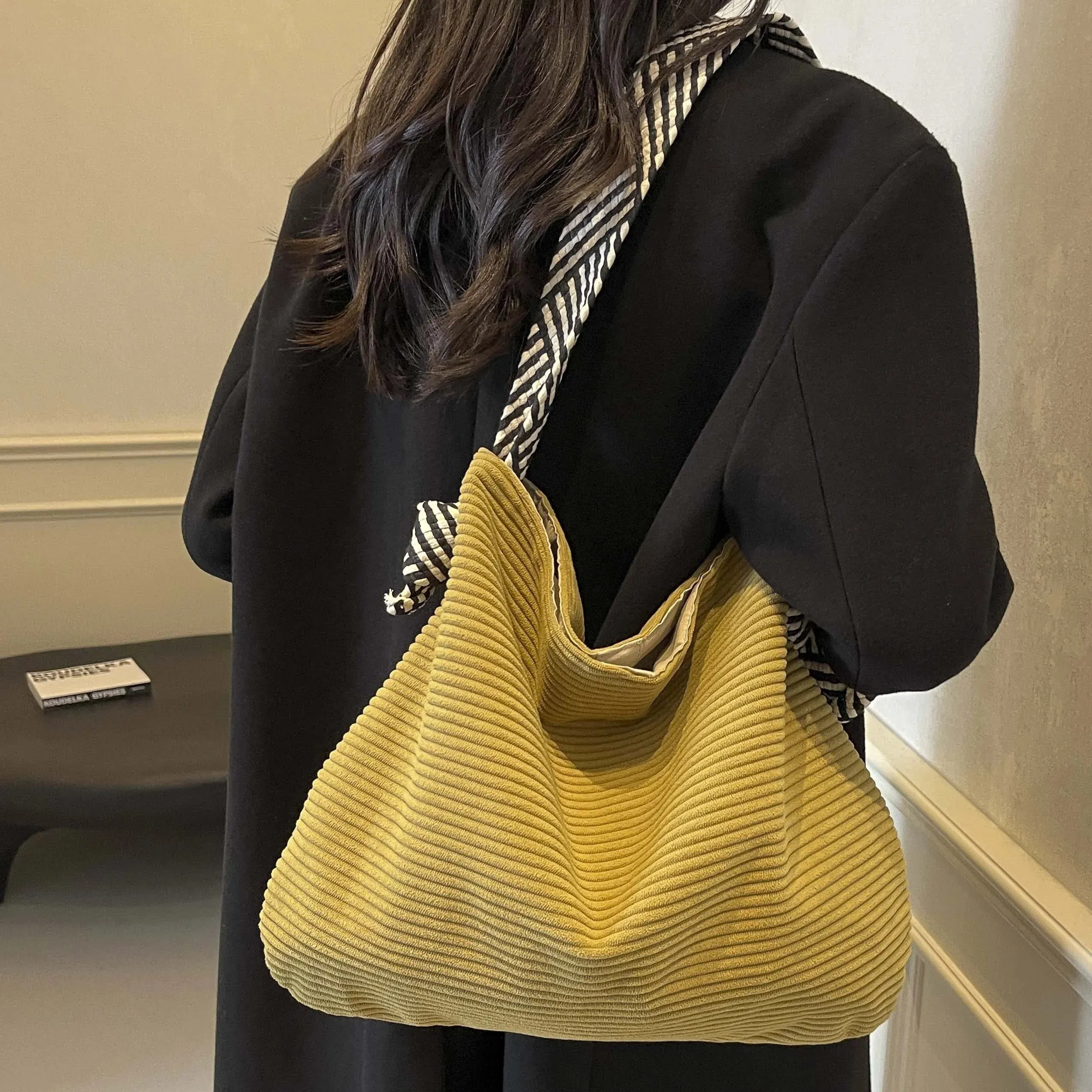 Soft Velvet Fabric Handbag with Wide Strap | Casual Everyday Style