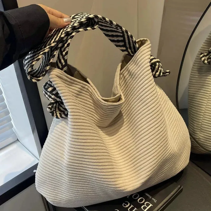 Soft Velvet Fabric Handbag with Wide Strap | Casual Everyday Style