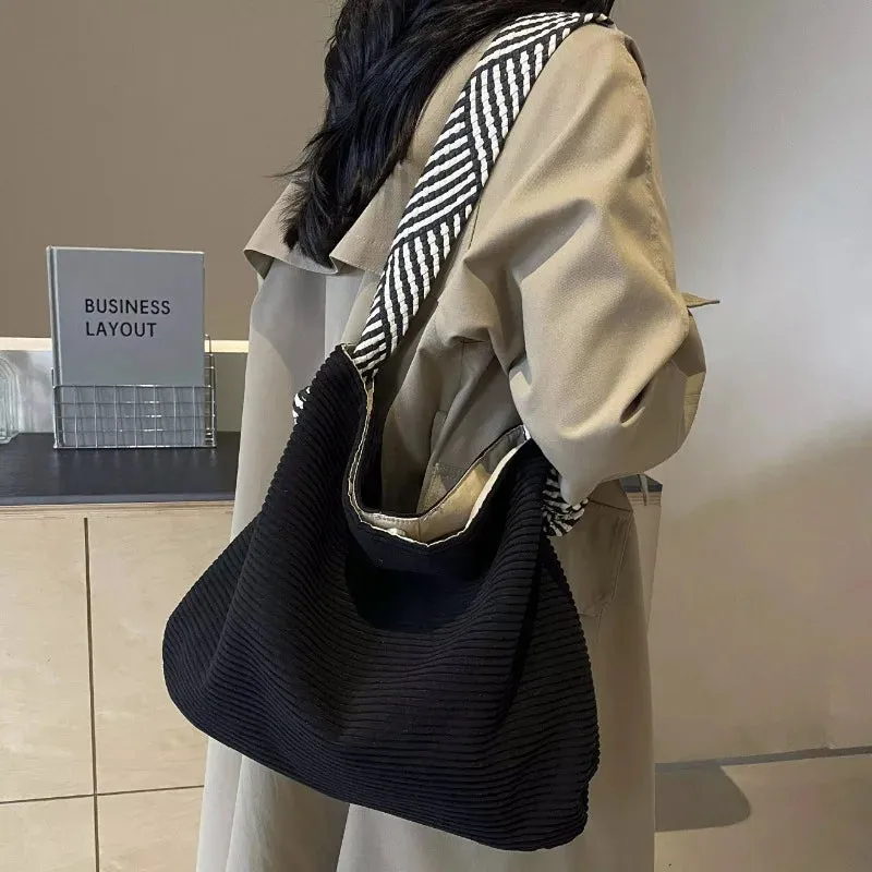 Soft Velvet Fabric Handbag with Wide Strap | Casual Everyday Style