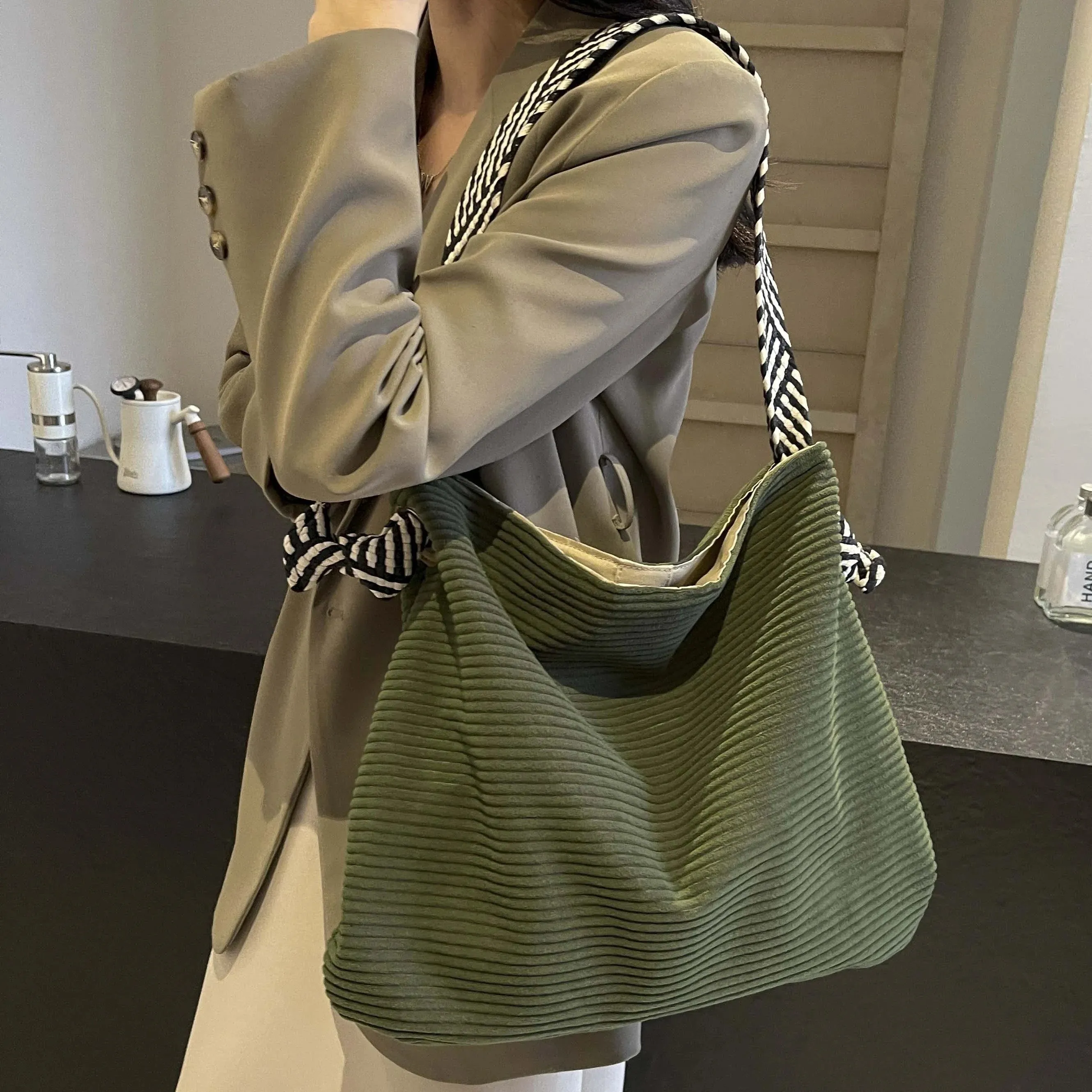 Soft Velvet Fabric Handbag with Wide Strap | Casual Everyday Style
