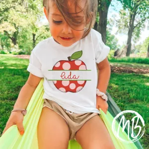 Split Polka Dot Apple w/name Tee
