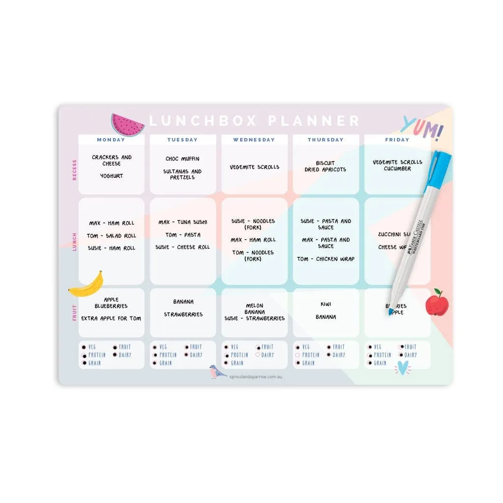 Sprout and Sparrow Write On A4 Magnetic Lunchbox Planner