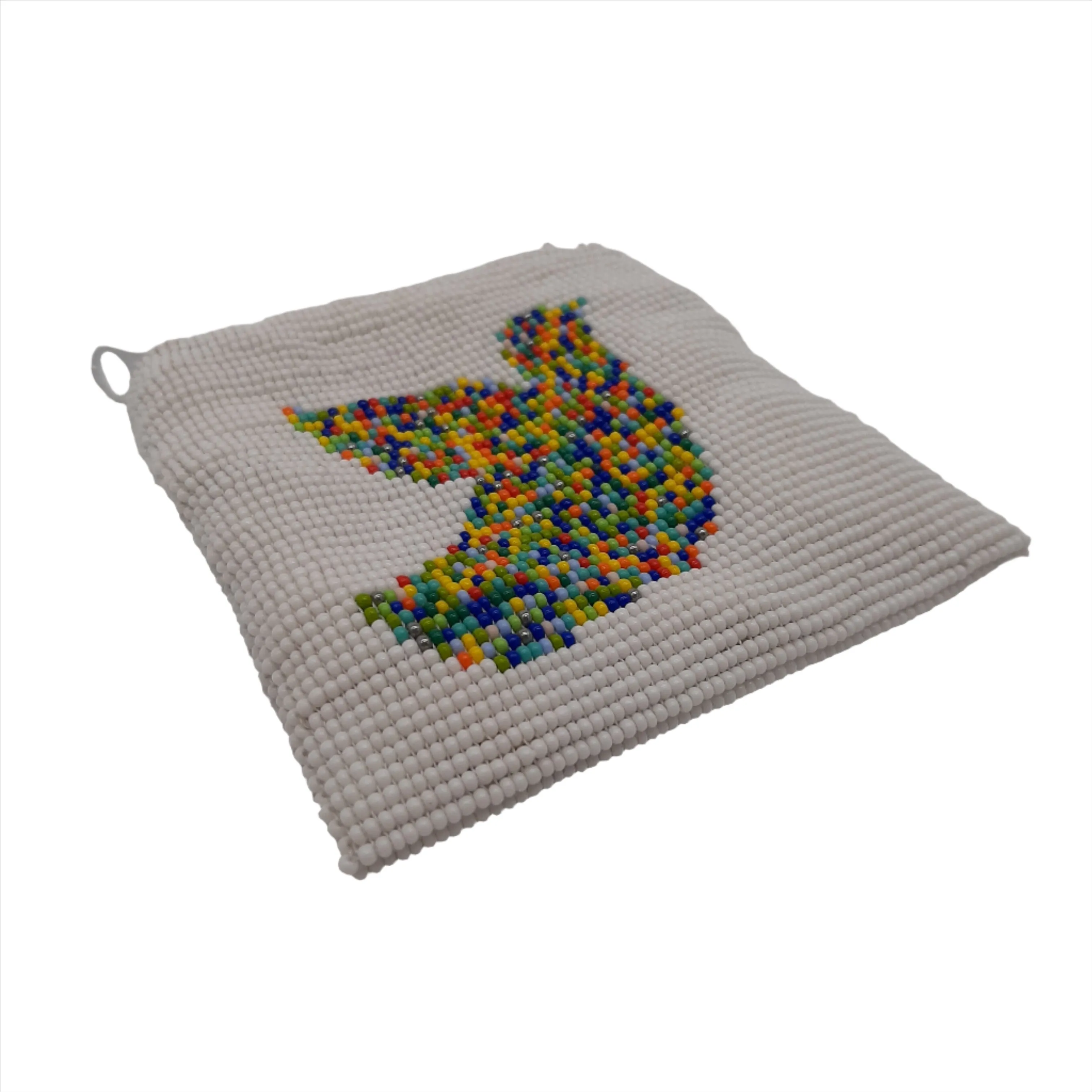 Square Glass Bead Coin Purse - DOVE