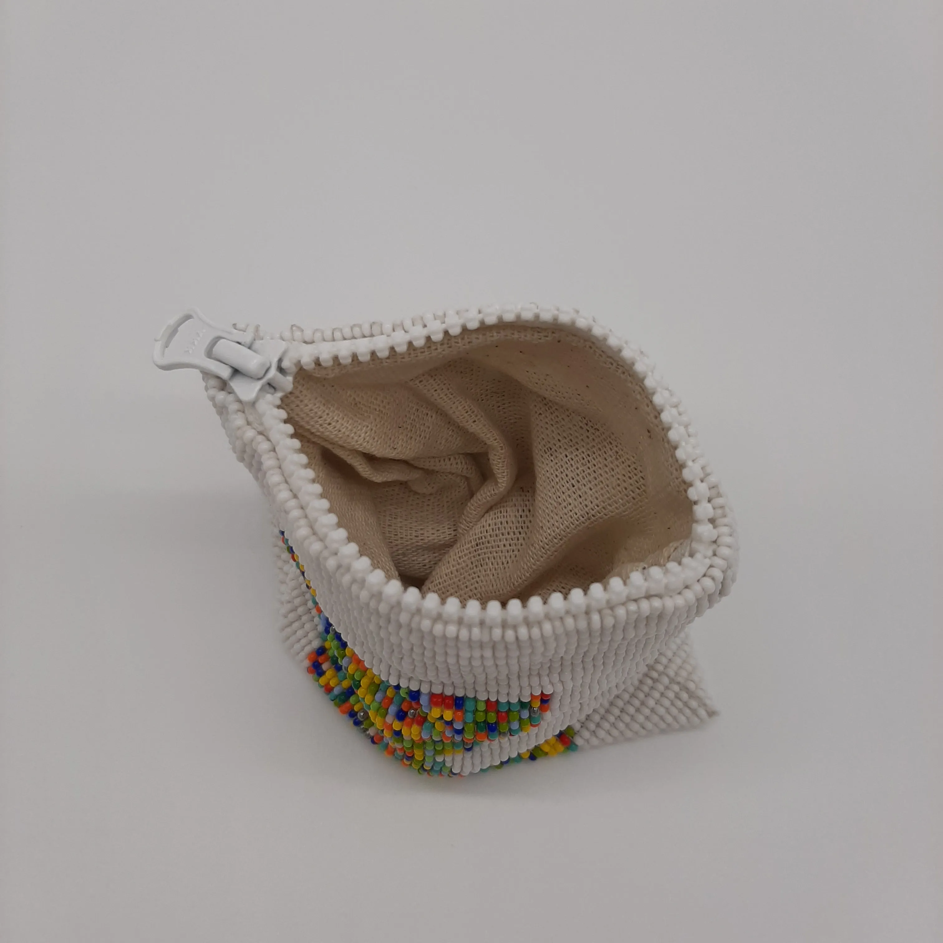 Square Glass Bead Coin Purse - DOVE