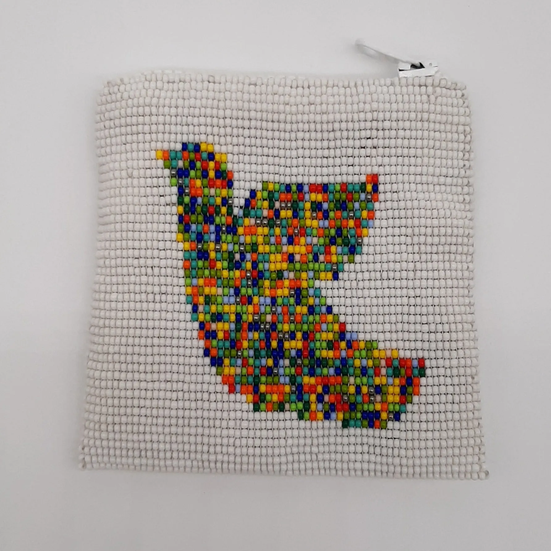 Square Glass Bead Coin Purse - DOVE