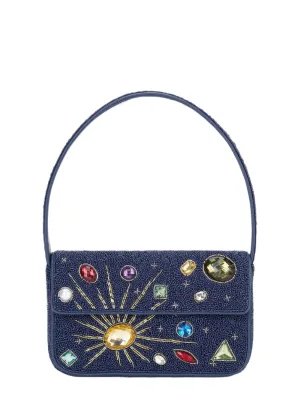 Staud Tommy Beaded Bag in Navy Celestial