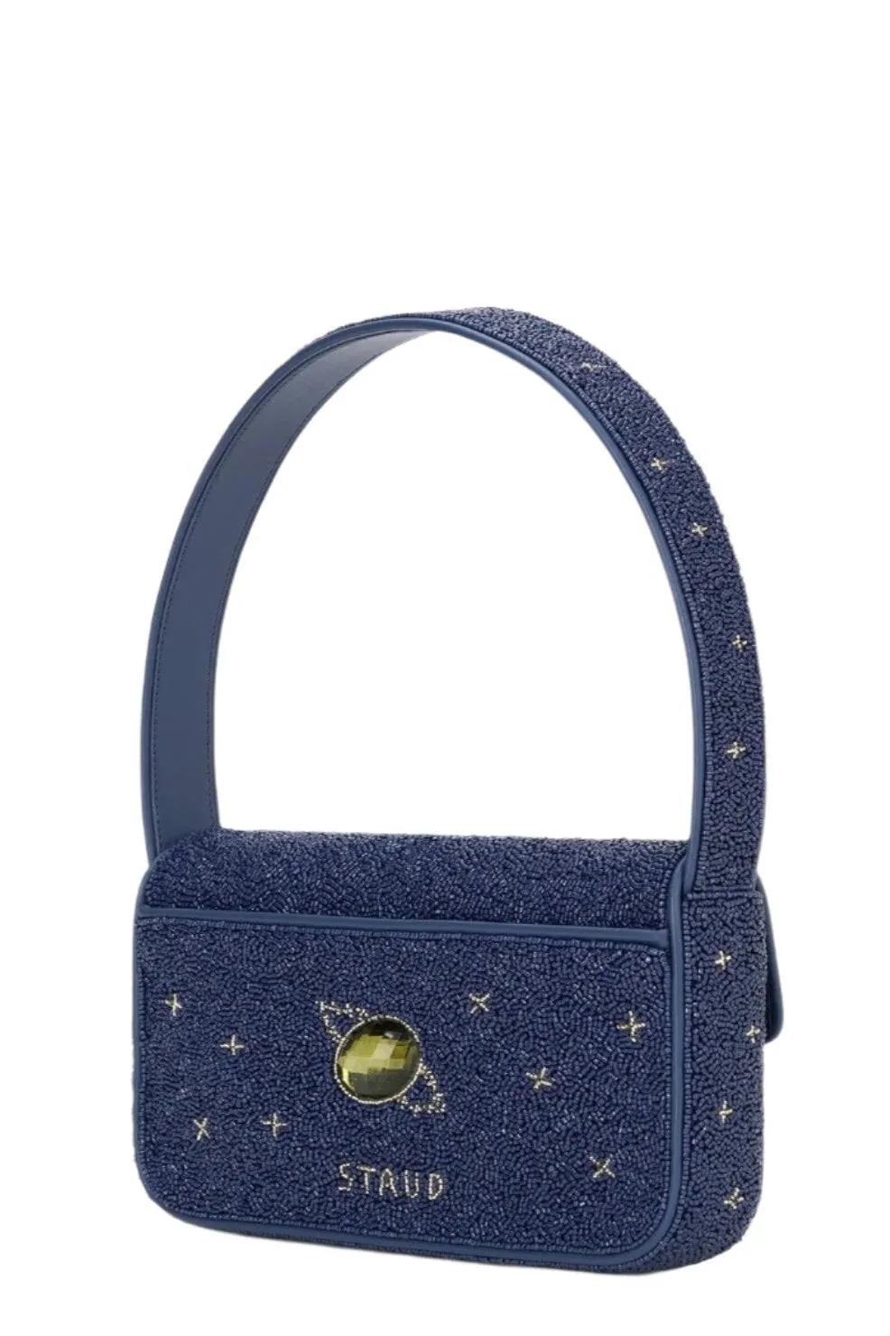 Staud Tommy Beaded Bag in Navy Celestial