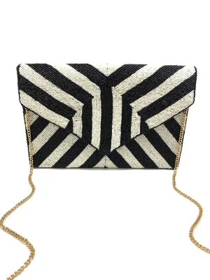 Stripe Pattern Handmade Beaded Clutch