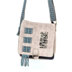 Suede Leather Bag w/ Dragon (Beige)