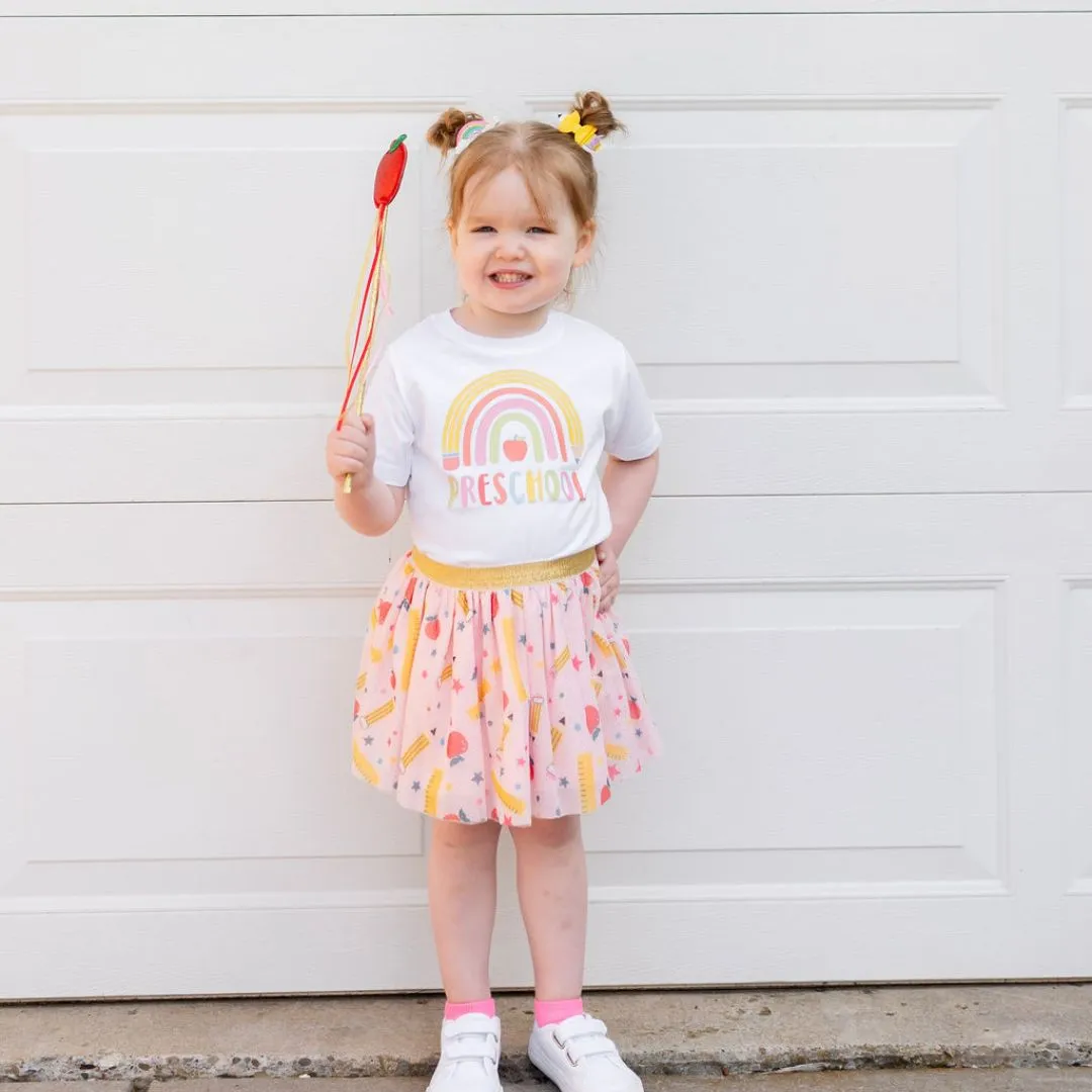 Sweet Wink Pencil Rainbow Preschool S/S White Tee