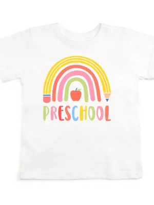 Sweet Wink School Days Back to School Short Sleeve Girls Tee Shirt in Preschool Pencil Rainbow