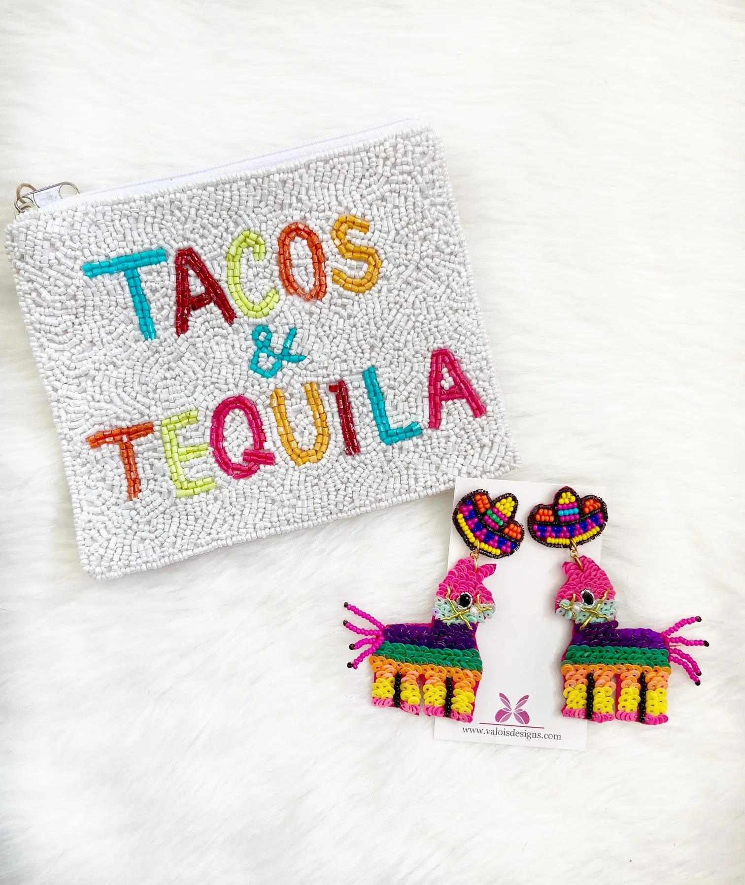 Tacos & Tequila Beaded Pouch