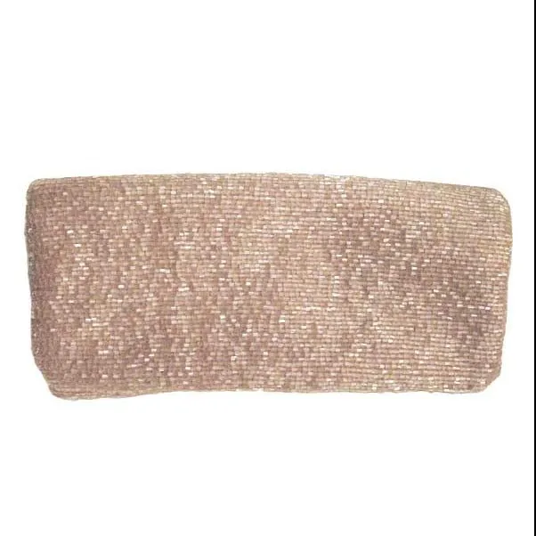 Taupe Beaded Clutch