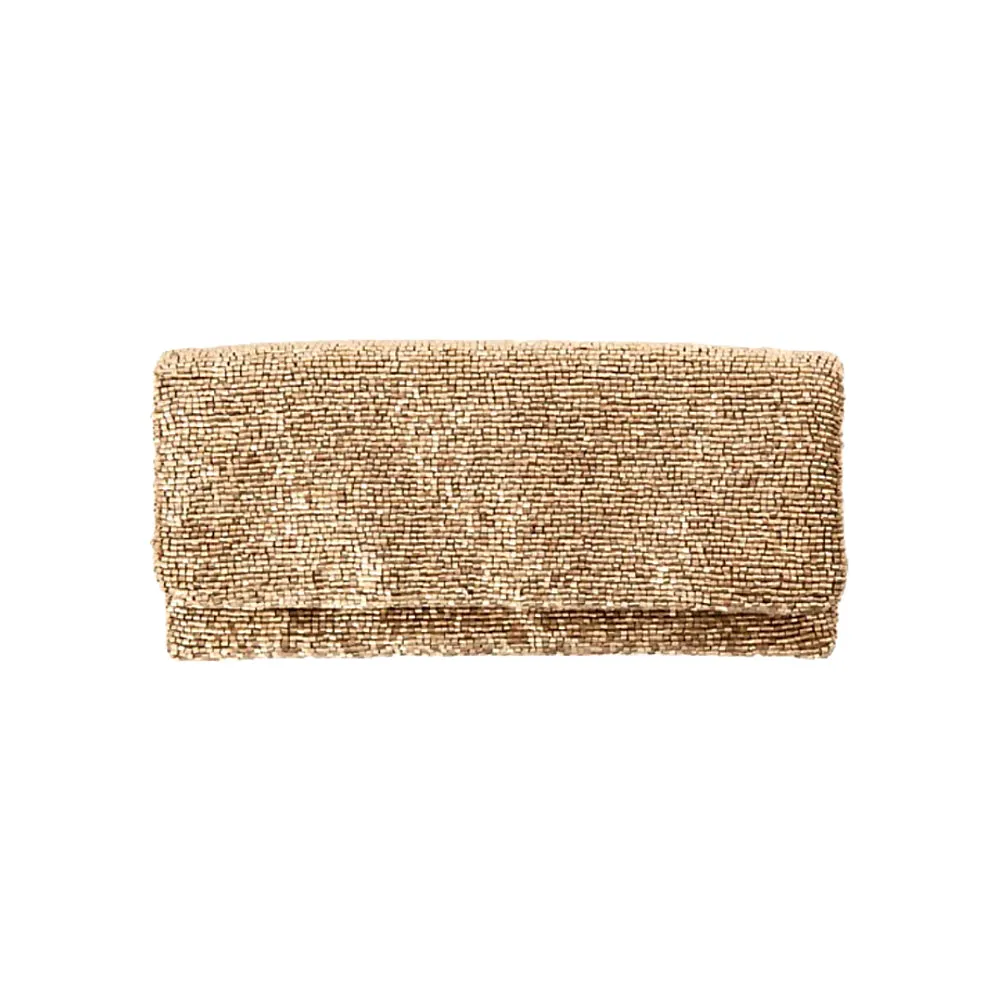 Taupe Beaded Clutch