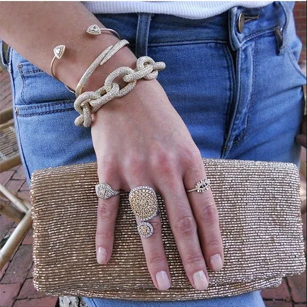 Taupe Beaded Clutch