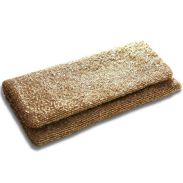Taupe Beaded Clutch