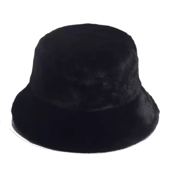 TEENAGE BLACK FAUX FUR BUCKET HAT