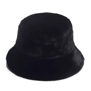 TEENAGE BLACK FAUX FUR BUCKET HAT