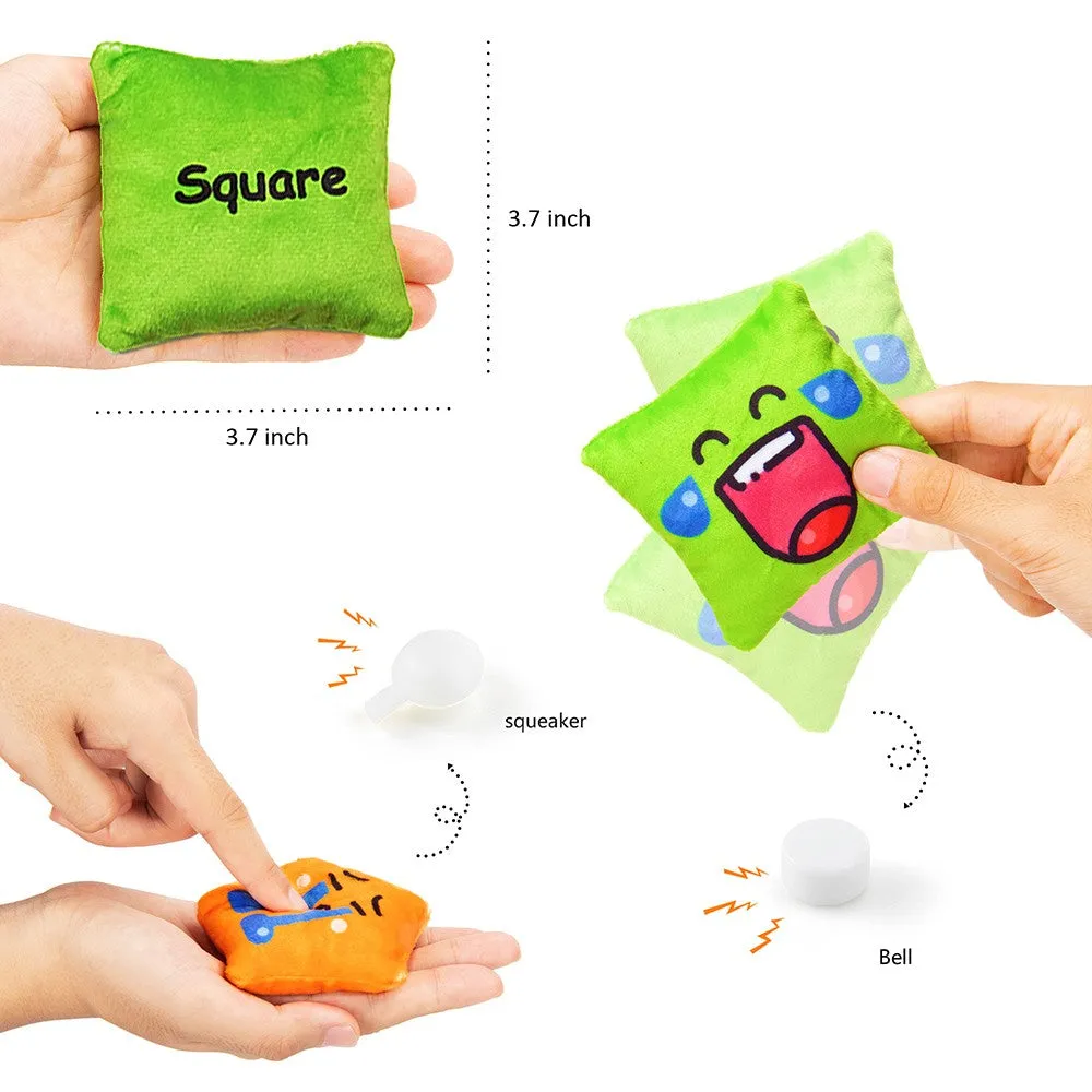 teytoy Shapes Beanbags Toy Learn Shapes and Expressions Squeaky and Rattle Preschool Educational and Learning Activities Geometric Sensory Toys for Kids Toddlers Toss Game (12 Pack)