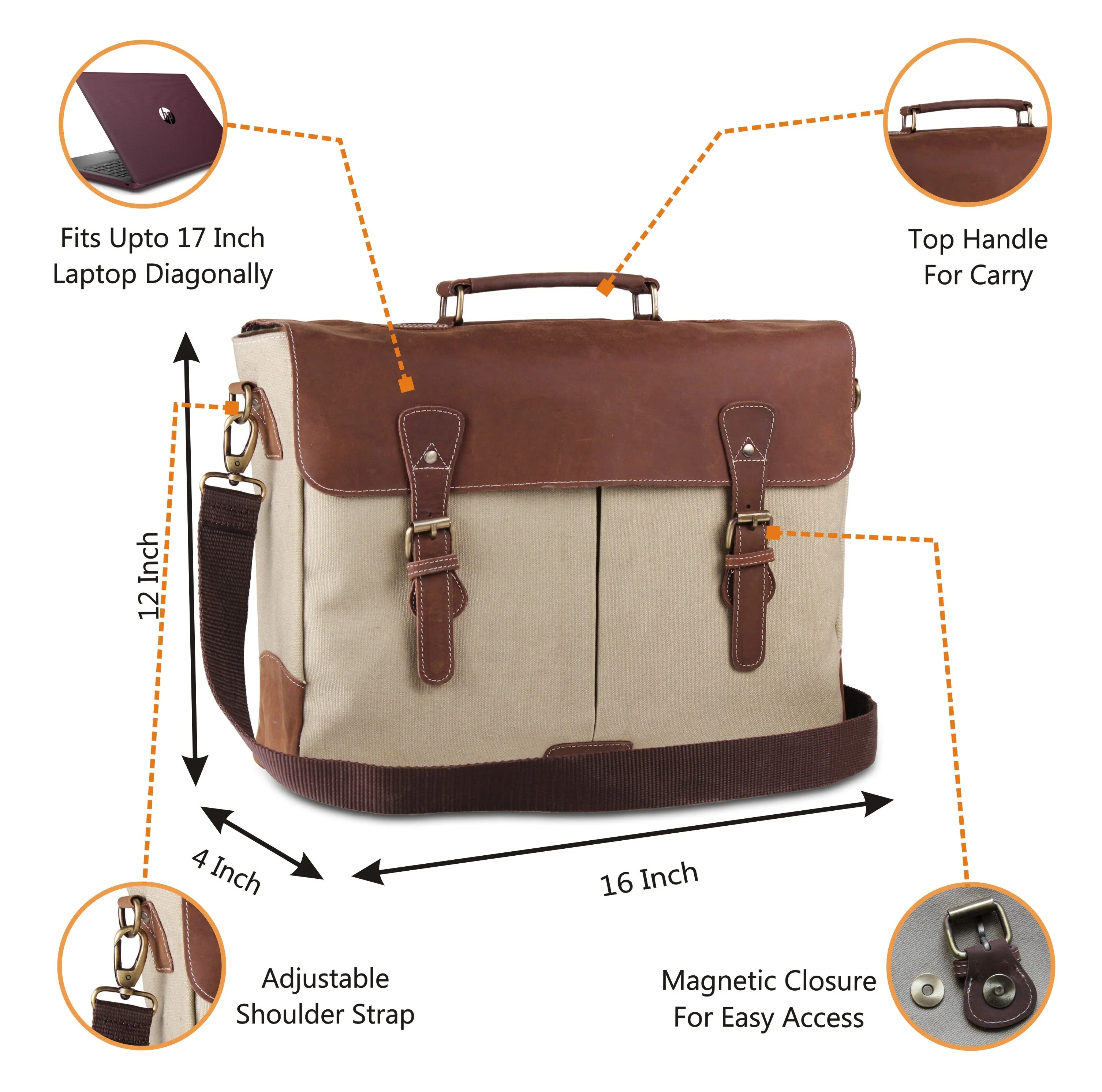 The Wilson | Leather Messenger | White