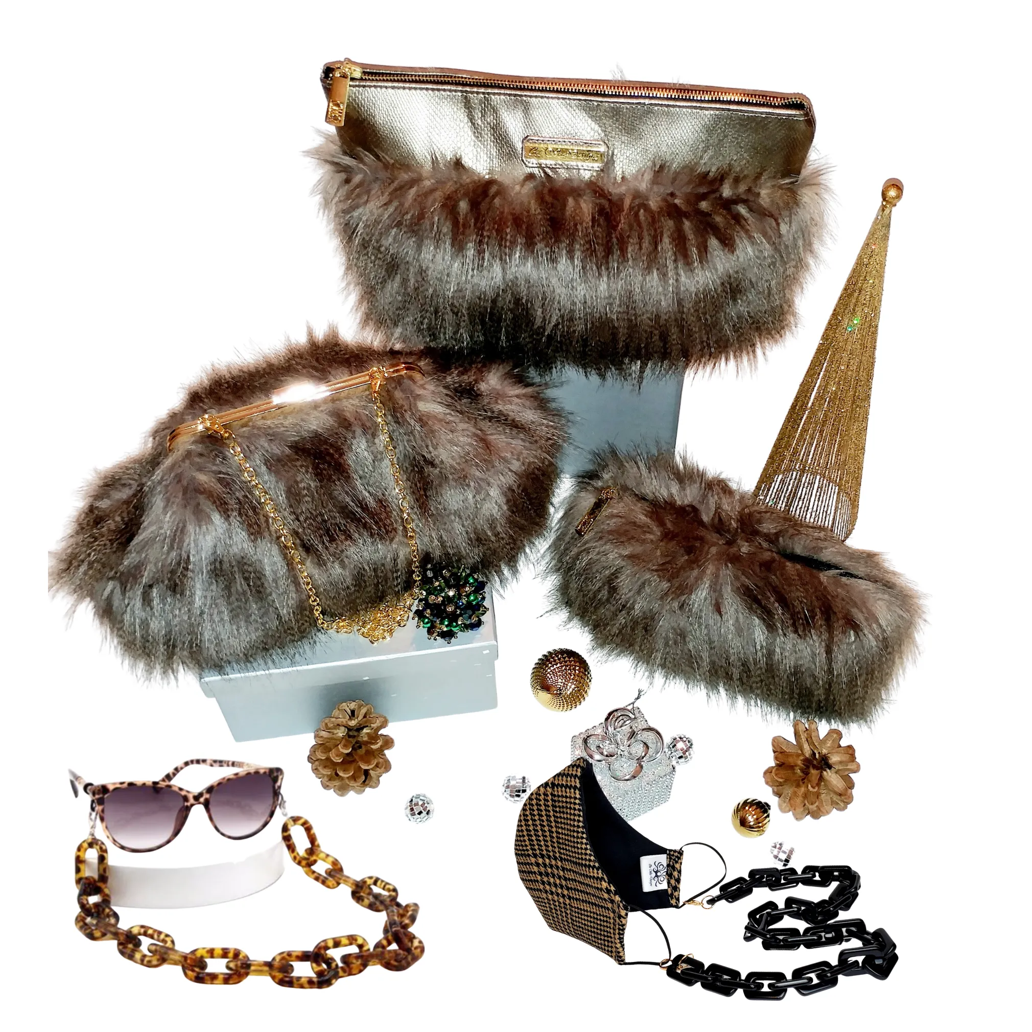 Tiffany Fur Shoulder Bag-Bronze