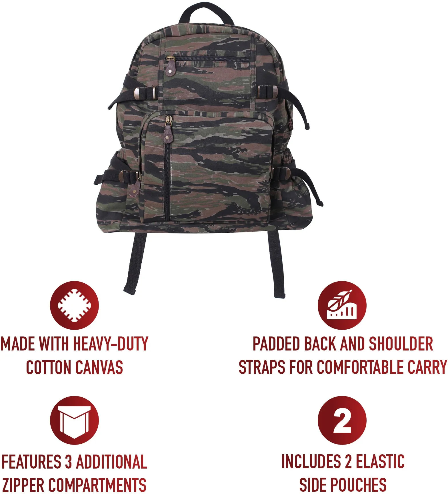 Tiger Stripe Camouflage - Vintage Military Style Jumbo Backpack