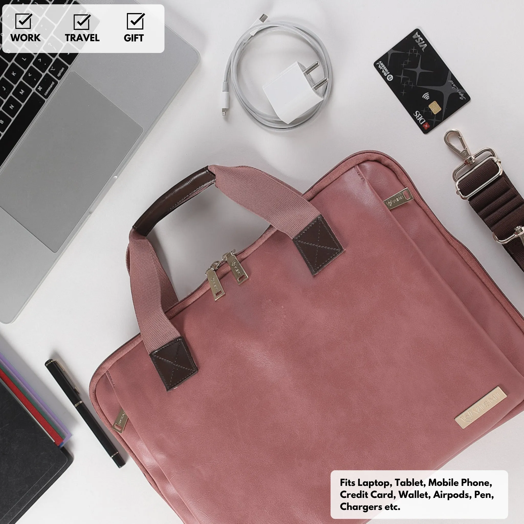 Timeless Unity Laptop Messenger Bag - Blush Pink