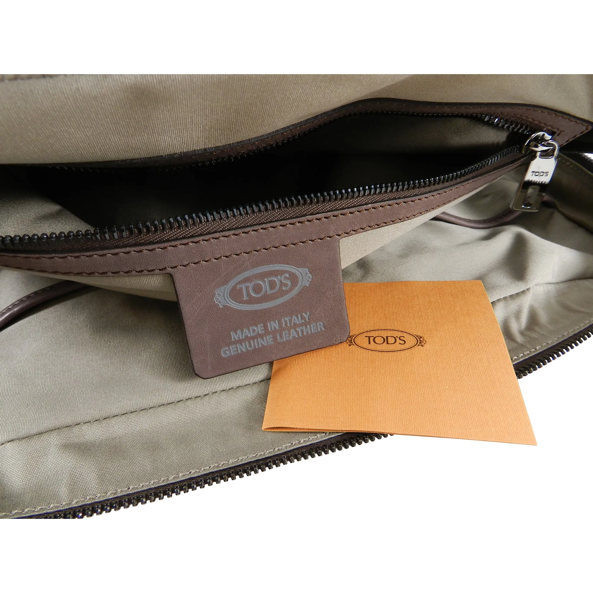 Tods Dark Brown Leather Zippered Briefcase Portfolio Bag