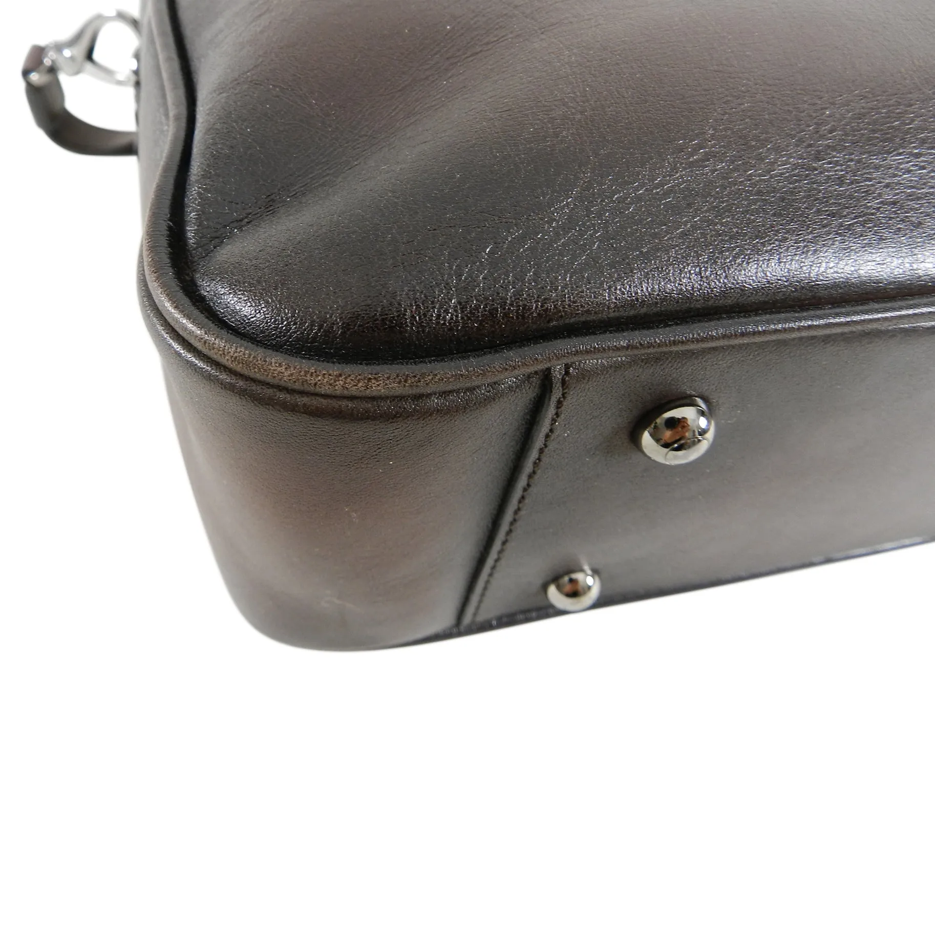 Tods Dark Brown Leather Zippered Briefcase Portfolio Bag