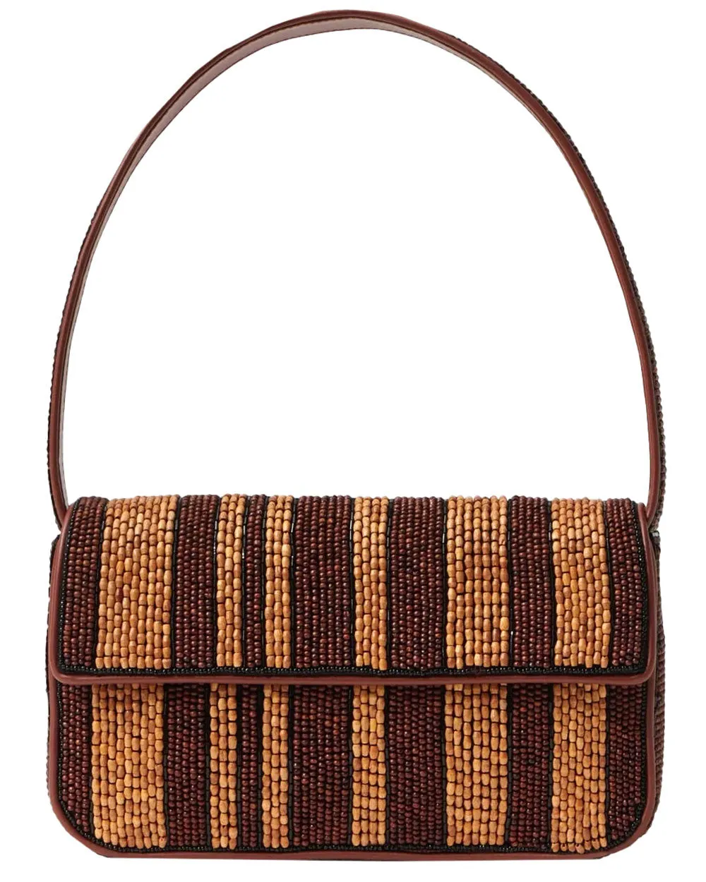 Tommy Beaded Shoulder Bag in Wood Stripe