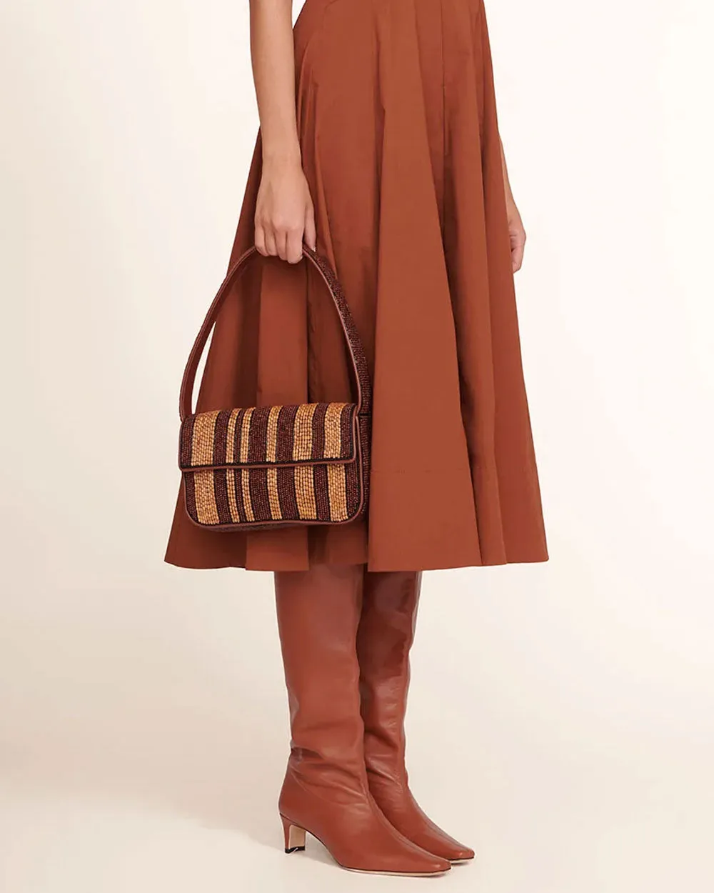 Tommy Beaded Shoulder Bag in Wood Stripe