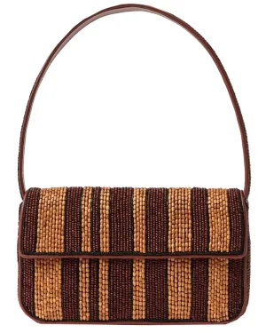 Tommy Beaded Shoulder Bag in Wood Stripe