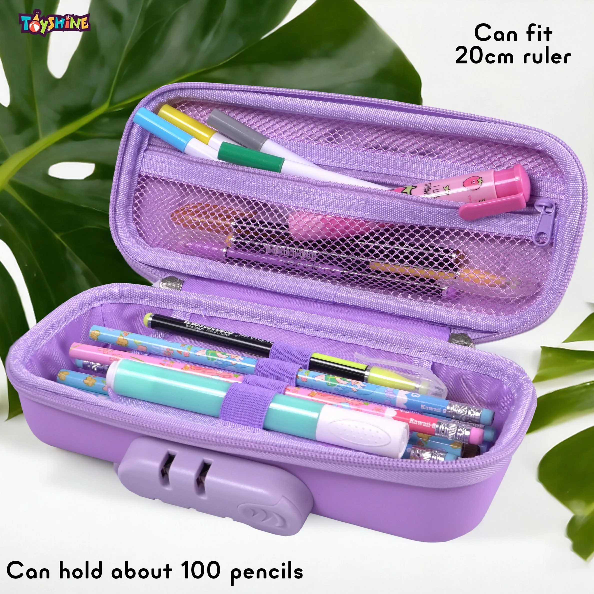 Toyshine 3D EVA Unicorn Pencil Pouch with Password Lock Large Capacity Student Stationery Box for Age 3  (Purple)