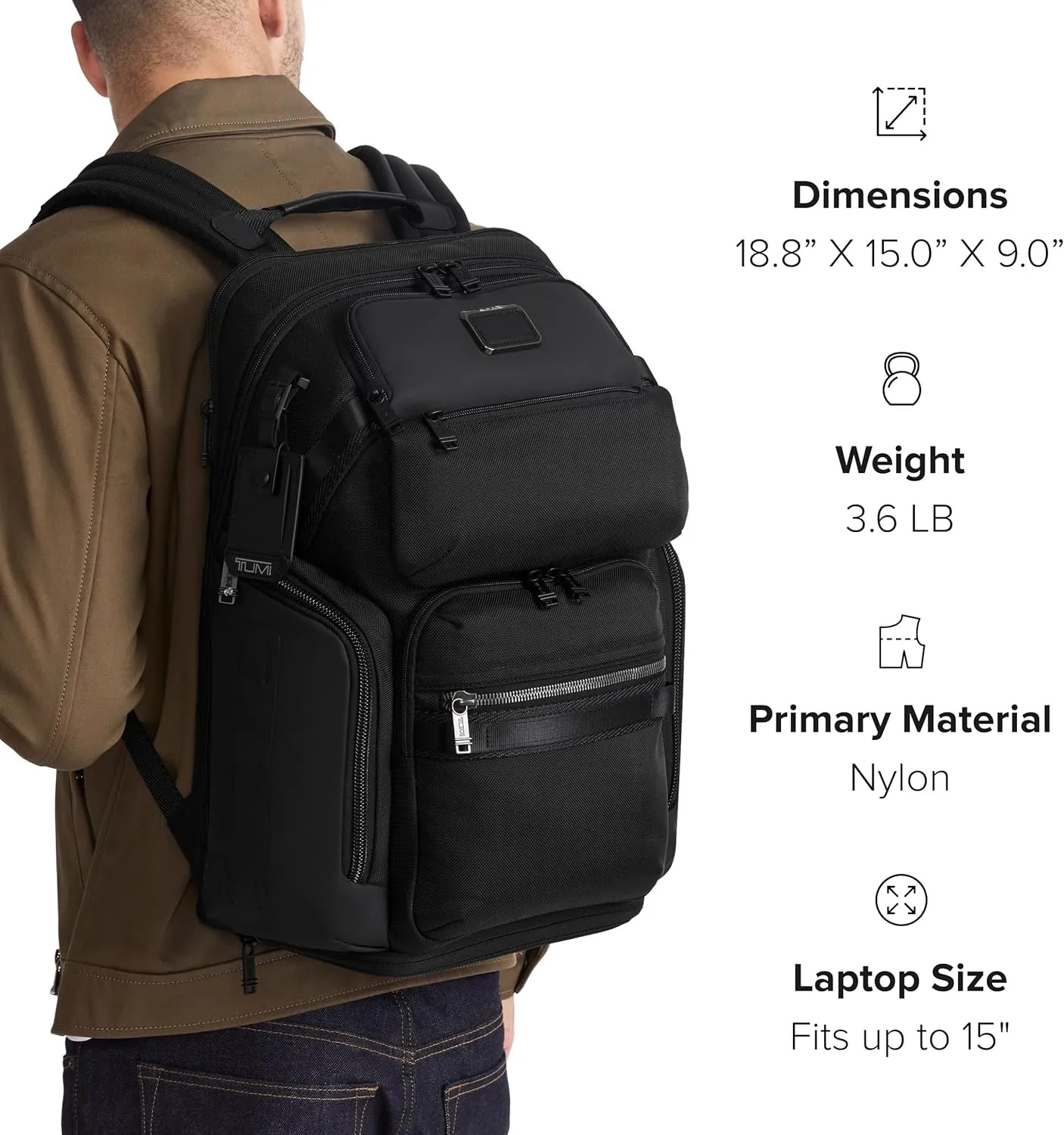 TUMI - Alpha Bravo Nomadic Backpack - Durable Carry On Backpack - 18.8" X 15.0" X 9.0"